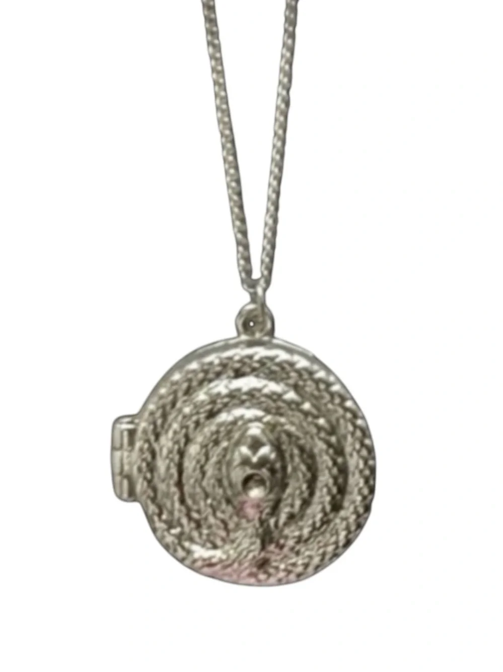 NEW Bebe Silver Round Snake Charm Locket Necklace